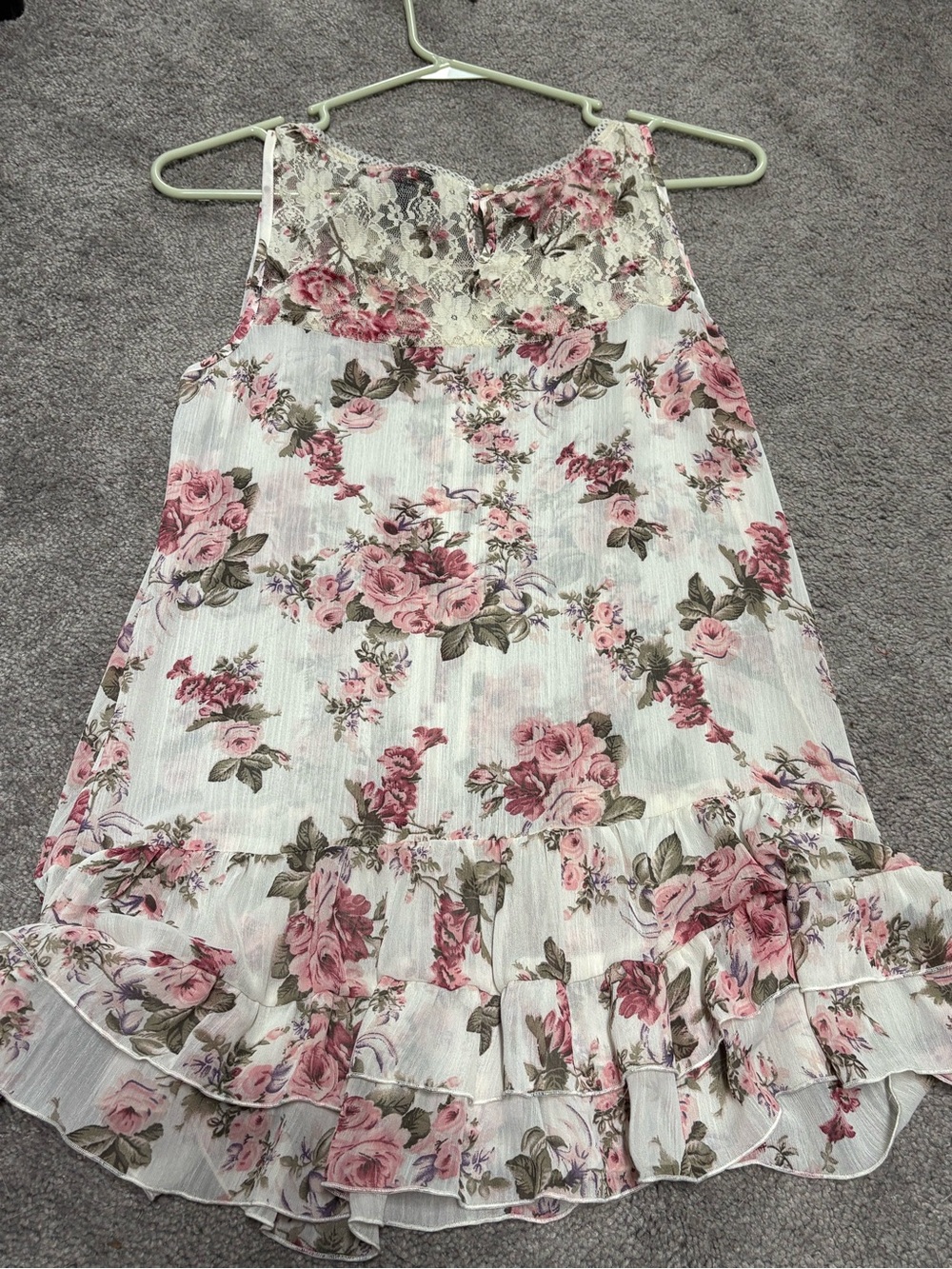 Vanity Lace Floral Tank Dress - Pink and Cream